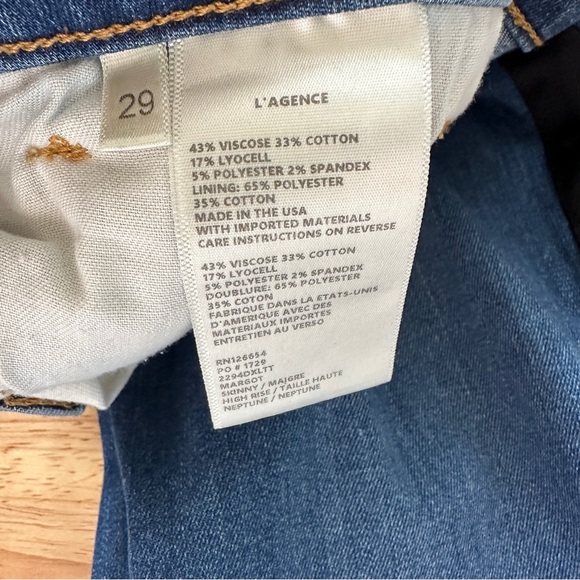 L’Agence - Margot Neptune Blue High-Rise Skinny Jeans with Black Tuxedo Stripe - Picture 5 of 11